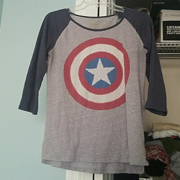 Captain America Baseball Sleeve Shirt - Picture 1 of 2